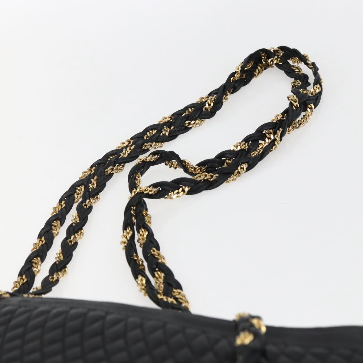 BALLY Chain Shoulder Bag Leather Gold Black
