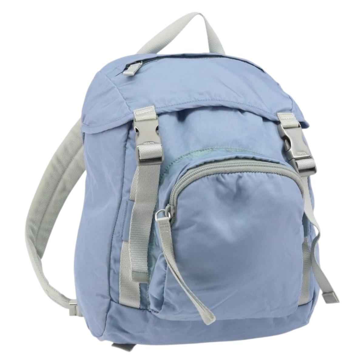 PRADA Backpack Nylon Light Blue Silver