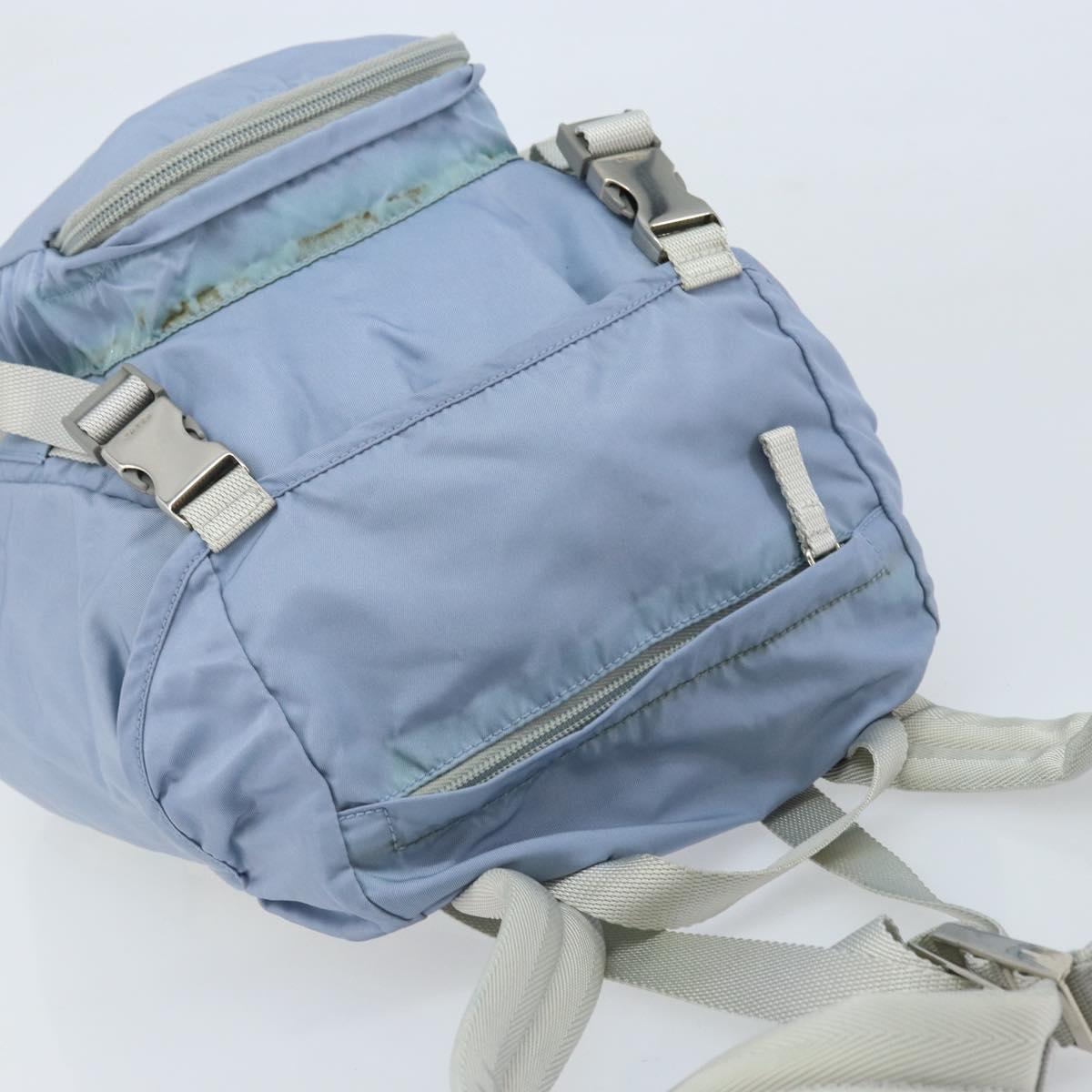 PRADA Backpack Nylon Light Blue Silver
