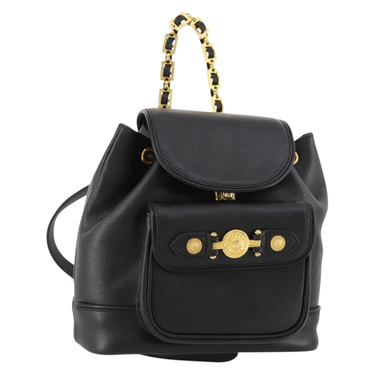 Gianni Versace Backpack Leather Black Gold