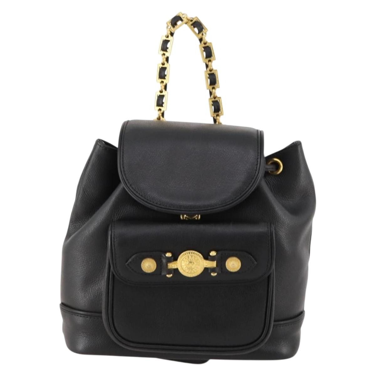 Gianni Versace Backpack Leather Black Gold