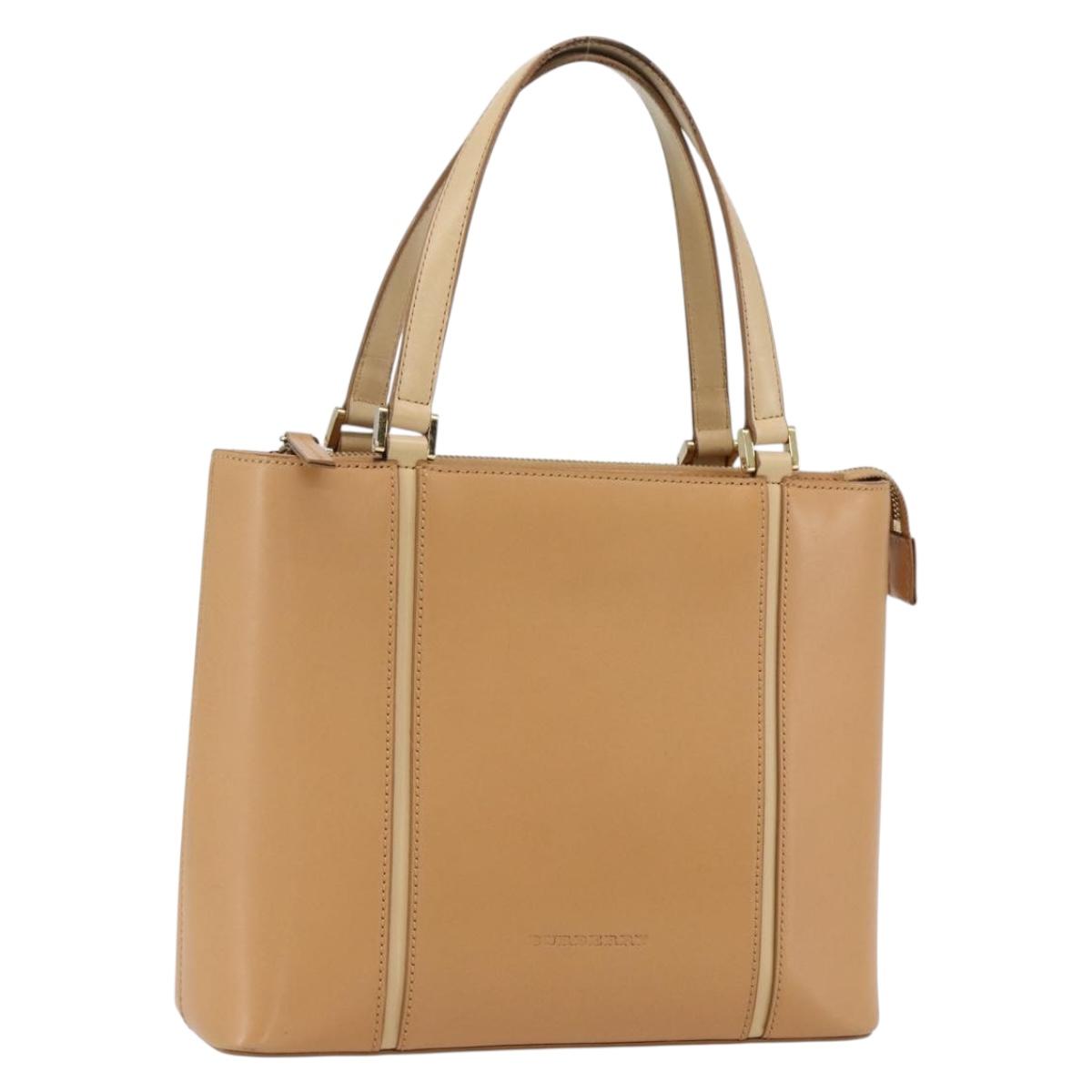 BURBERRY Hand Bag Leather Beige Gold