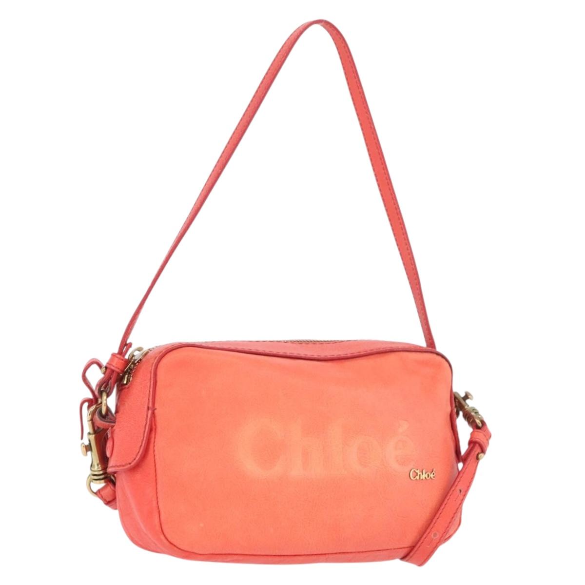 Chloe Shoulder Bag Leather 2way Red Gold
