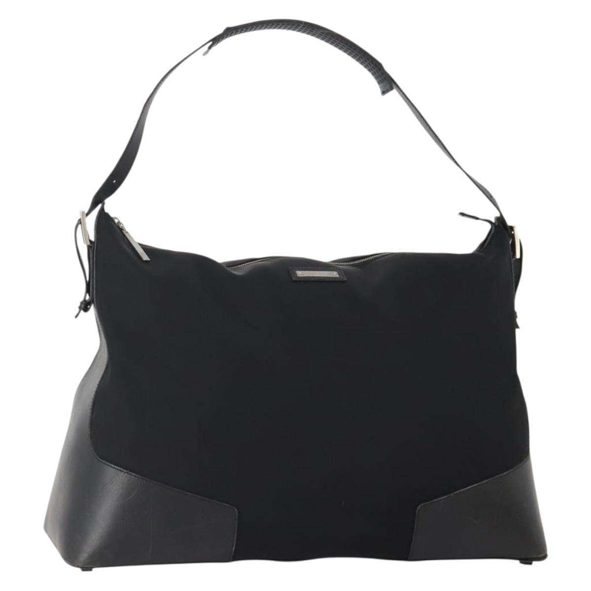 GUCCI Shoulder Bag Canvas Black Silver