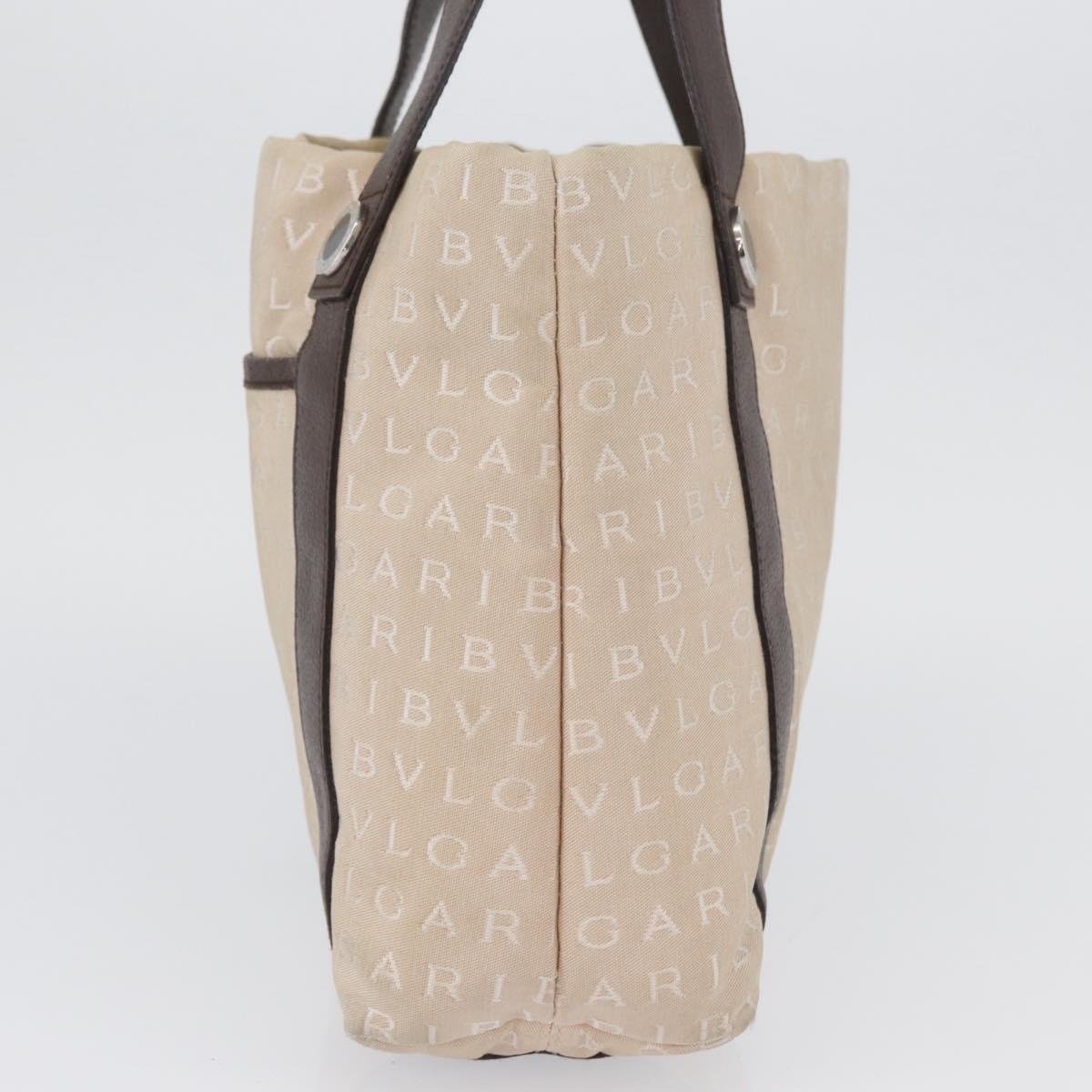 BVLGARI Tote Bag Canvas Beige Silver