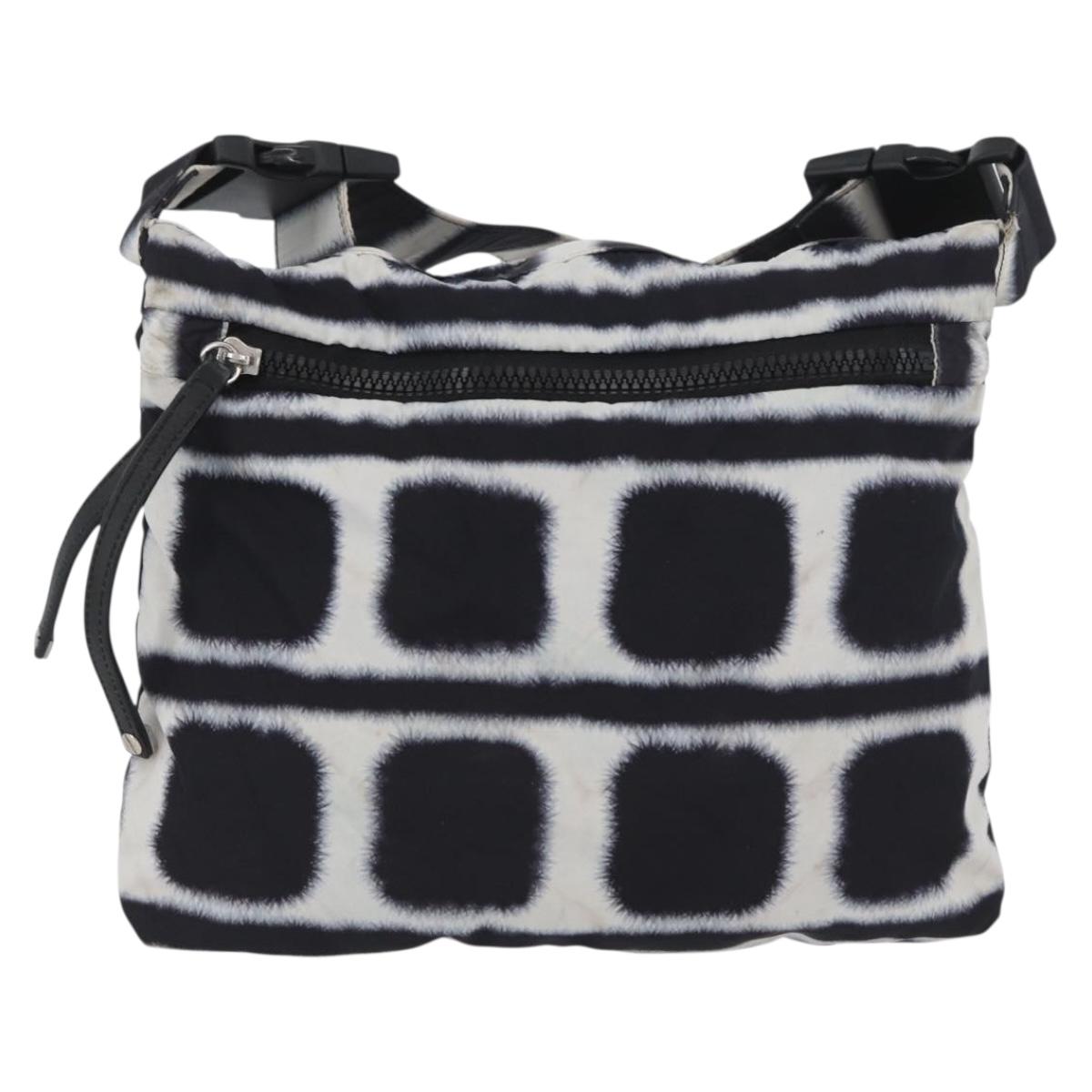 CHANEL Shoulder Bag Nylon Black White Silver CC