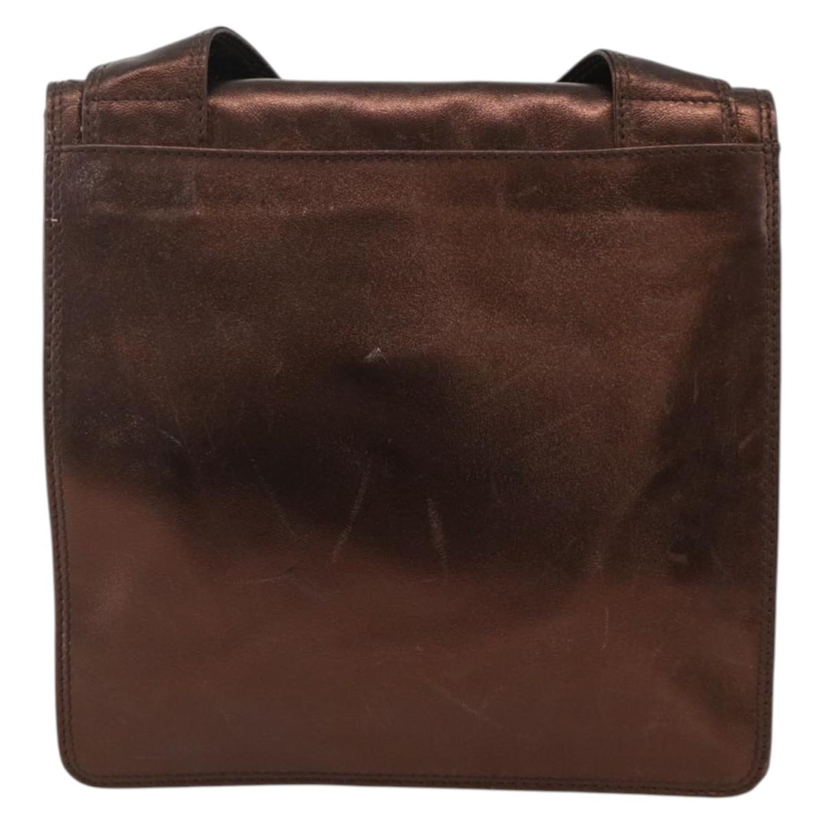 CHANEL Shoulder Bag Leather Brown CC