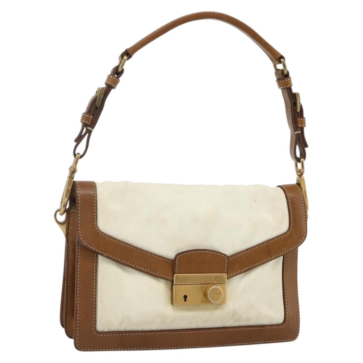 PRADA Shoulder Bag Nylon Ivory Gold