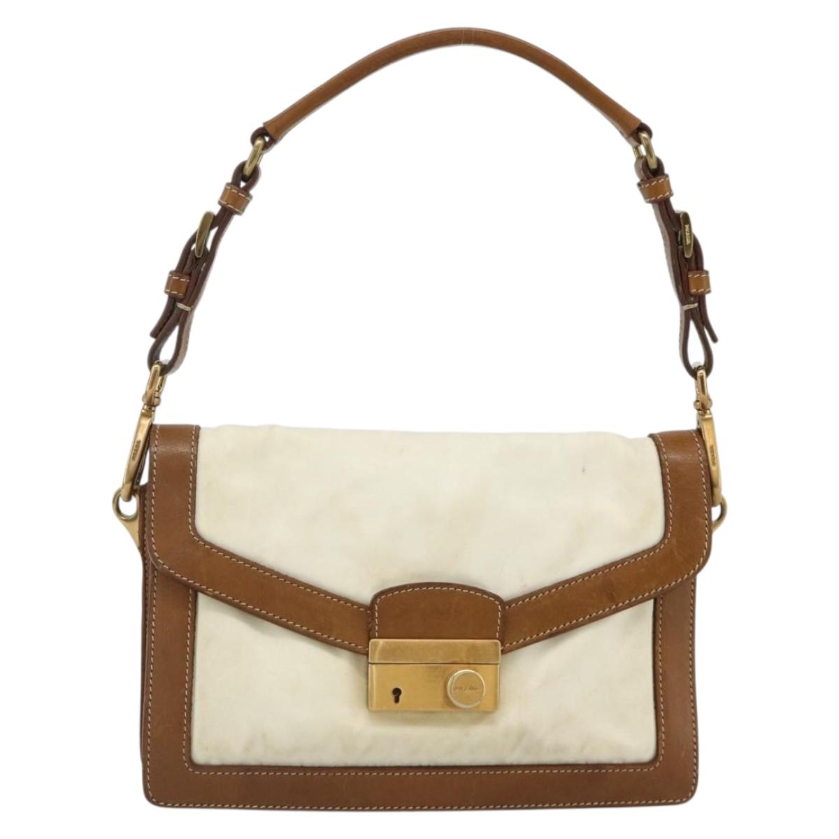 PRADA Shoulder Bag Nylon Ivory Gold