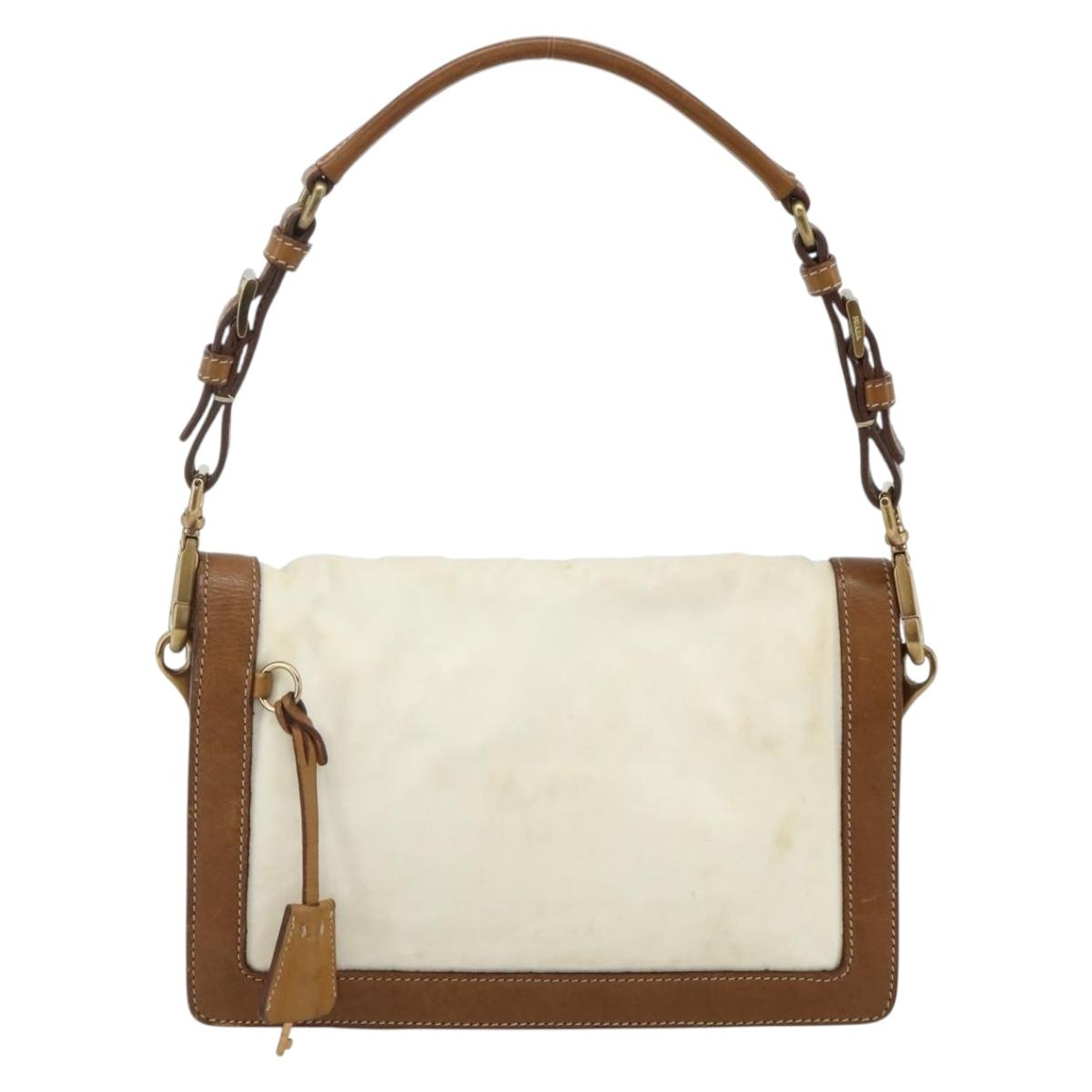 PRADA Shoulder Bag Nylon Ivory Gold