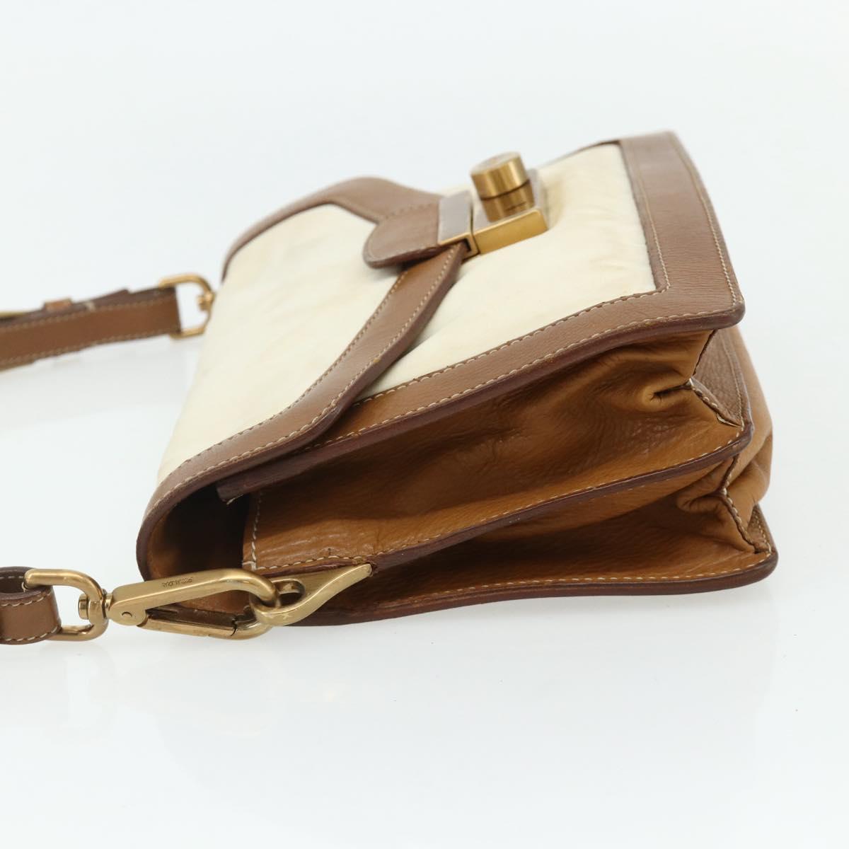 PRADA Shoulder Bag Nylon Ivory Gold