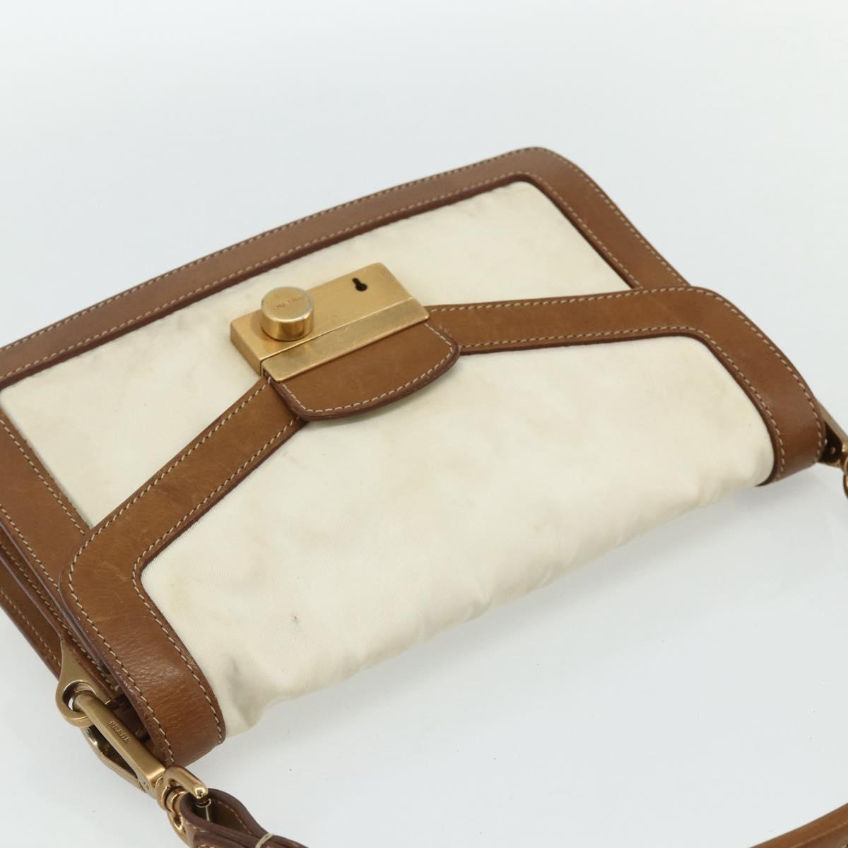 PRADA Shoulder Bag Nylon Ivory Gold