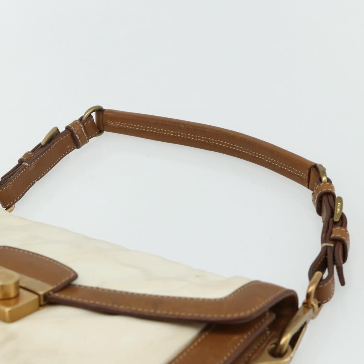 PRADA Shoulder Bag Nylon Ivory Gold