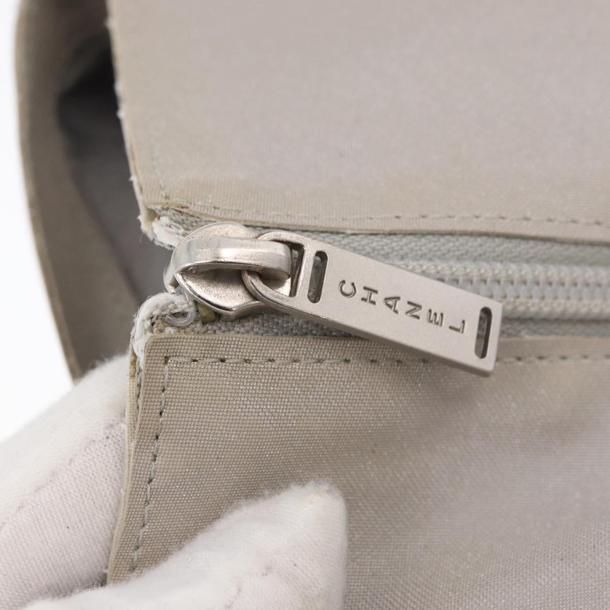 CHANEL Tote Bag Canvas Gray Silver CC