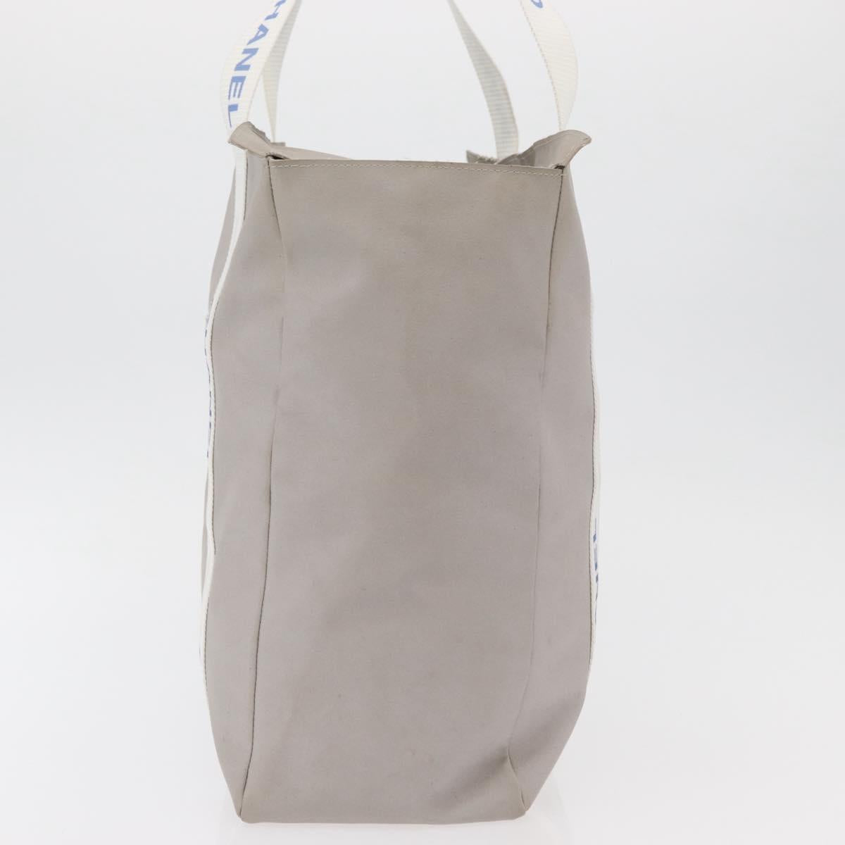 CHANEL Tote Bag Canvas Gray Silver CC