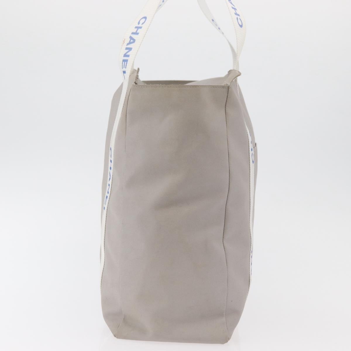 CHANEL Tote Bag Canvas Gray Silver CC