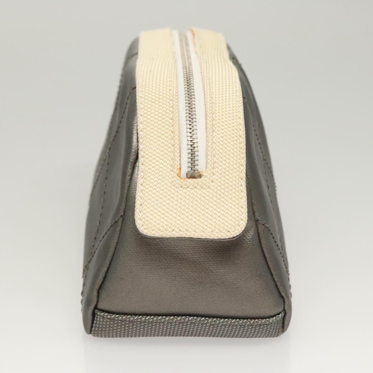 CHANEL Bicolore Pouch PVC Leather Gray CC