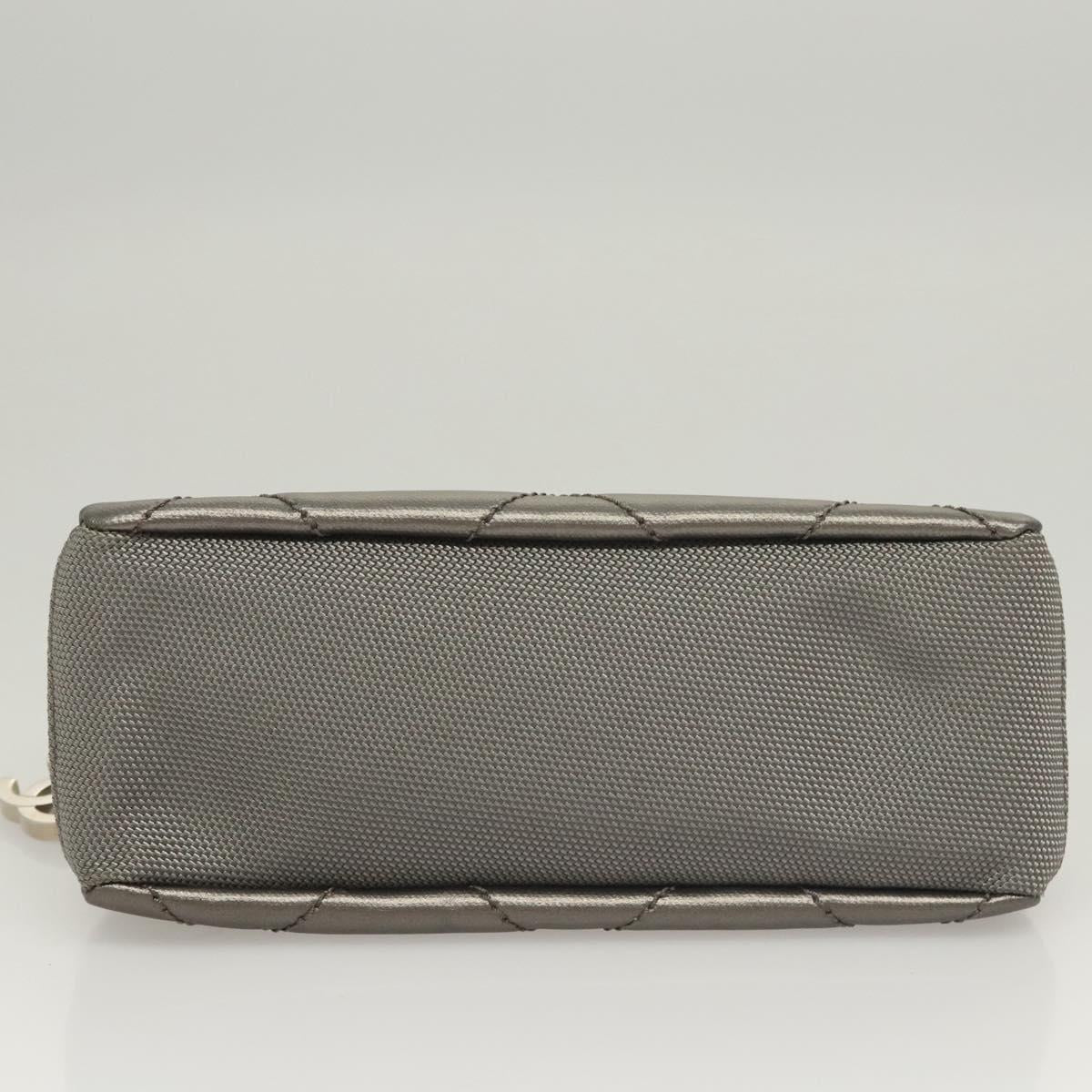 CHANEL Bicolore Pouch PVC Leather Gray CC