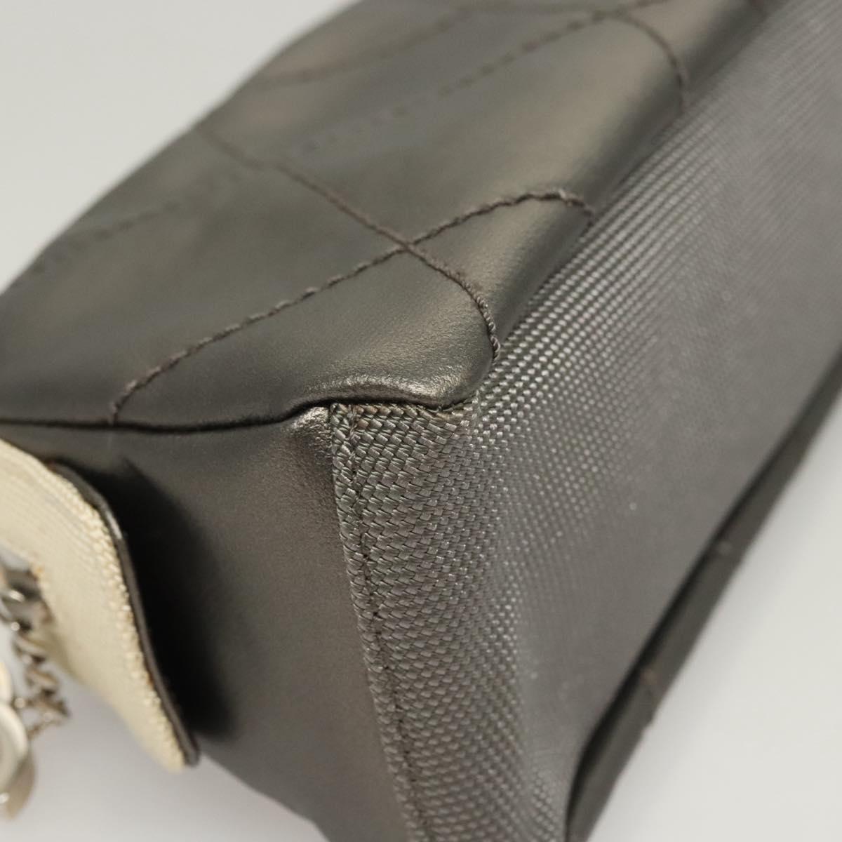 CHANEL Bicolore Pouch PVC Leather Gray CC