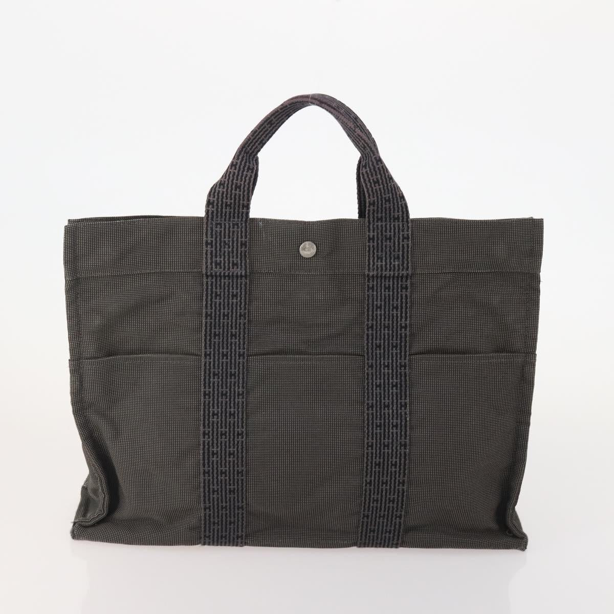 HERMES Tote Bag Canvas 3 Set Black Gray