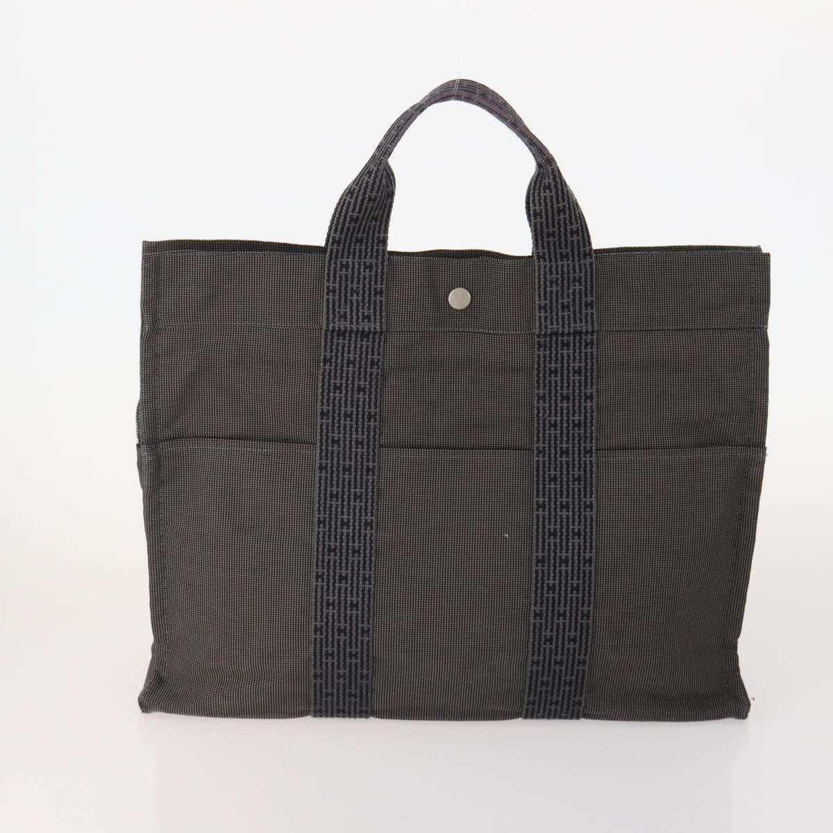 HERMES Tote Bag Canvas 3 Set Black Gray