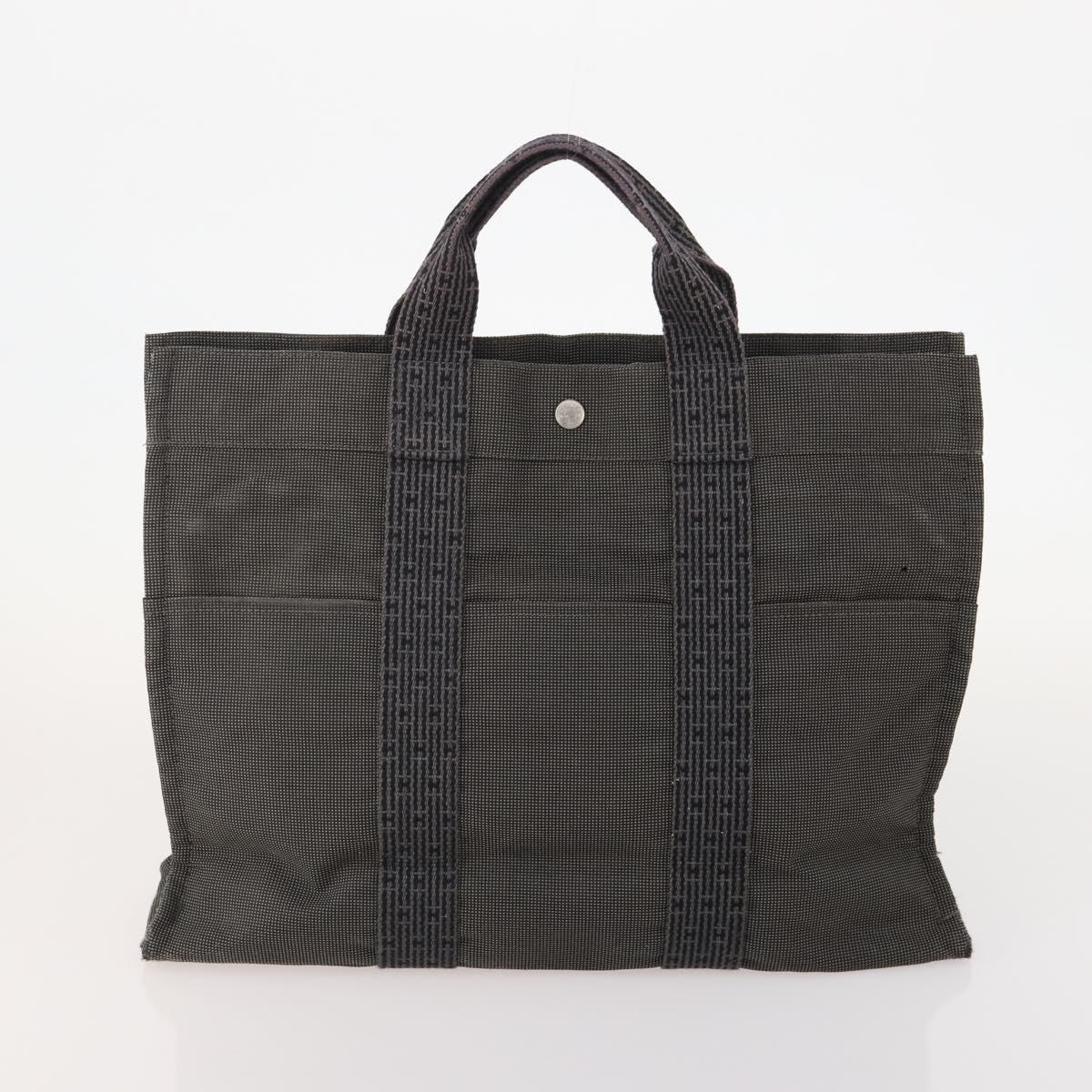 HERMES Tote Bag Canvas 3 Set Black Gray