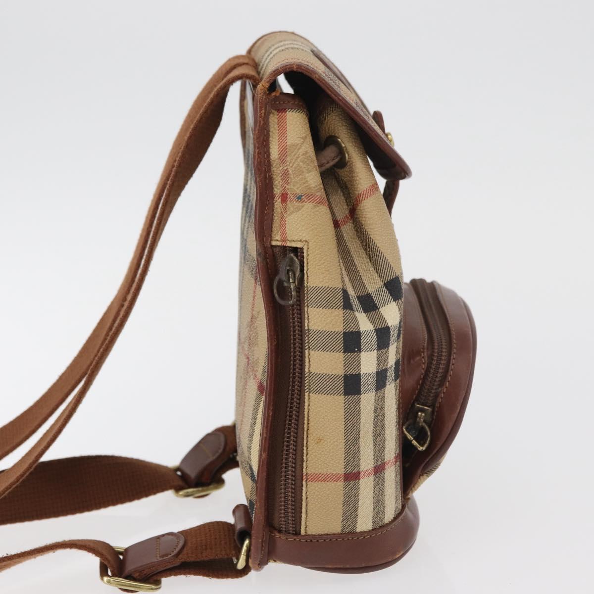 Burberrys Nova Check Backpack PVC Beige Gold