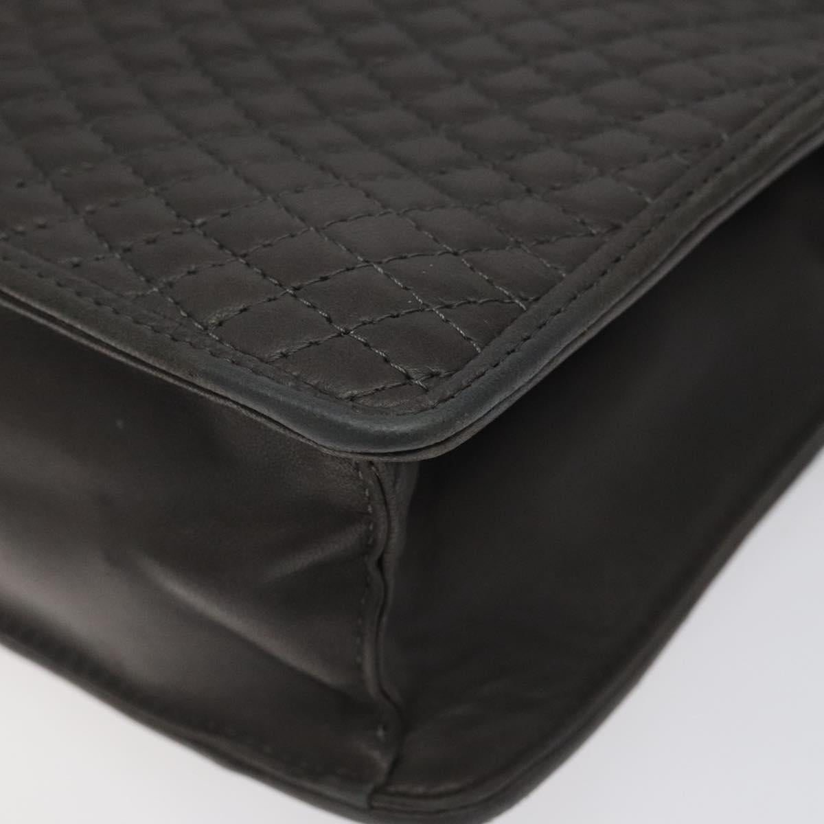 BALLY Quilted Hand Bag Leather Gray Gold