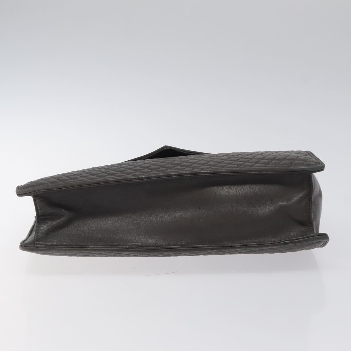 BALLY Quilted Hand Bag Leather Gray Gold
