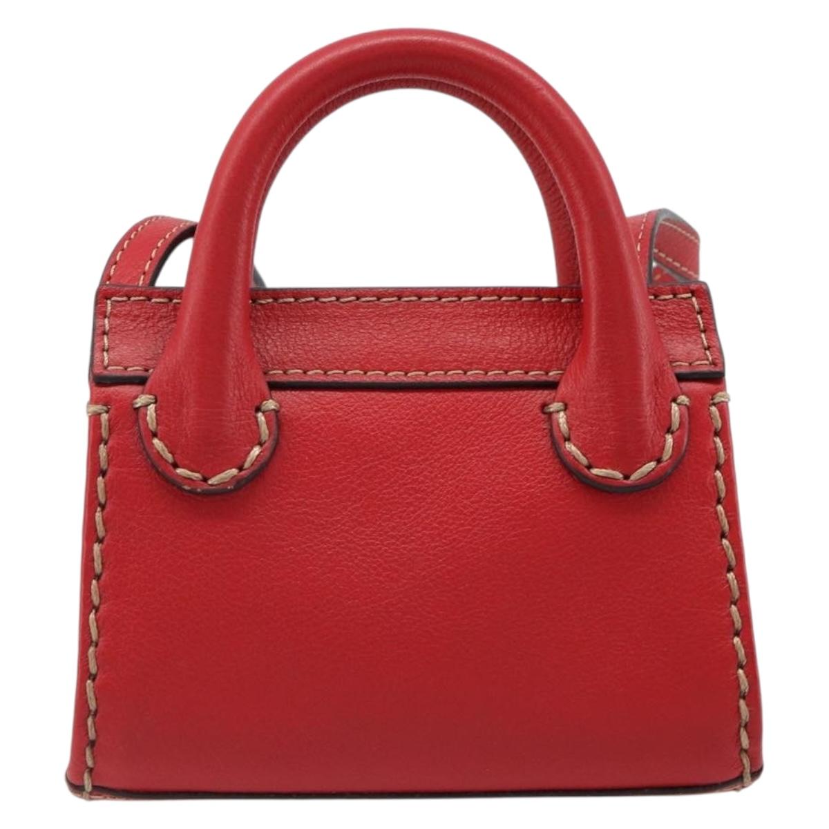 Chloe Hand Bag Leather 2way Red Gold