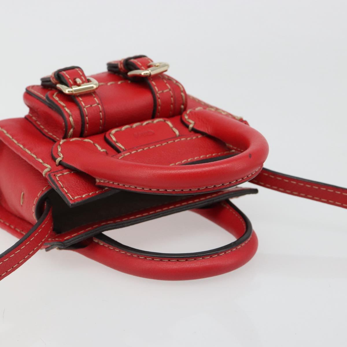 Chloe Hand Bag Leather 2way Red Gold