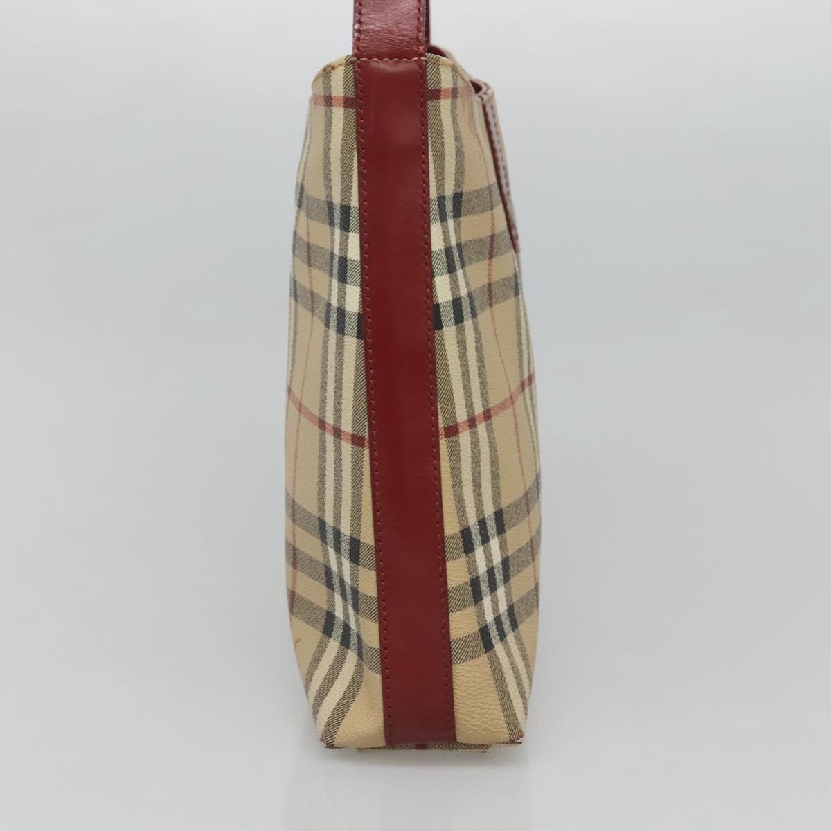 BURBERRY Nova Check Shoulder Bag PVC Beige Silver