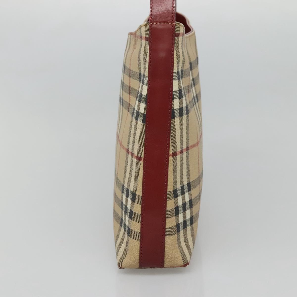 BURBERRY Nova Check Shoulder Bag PVC Beige Silver
