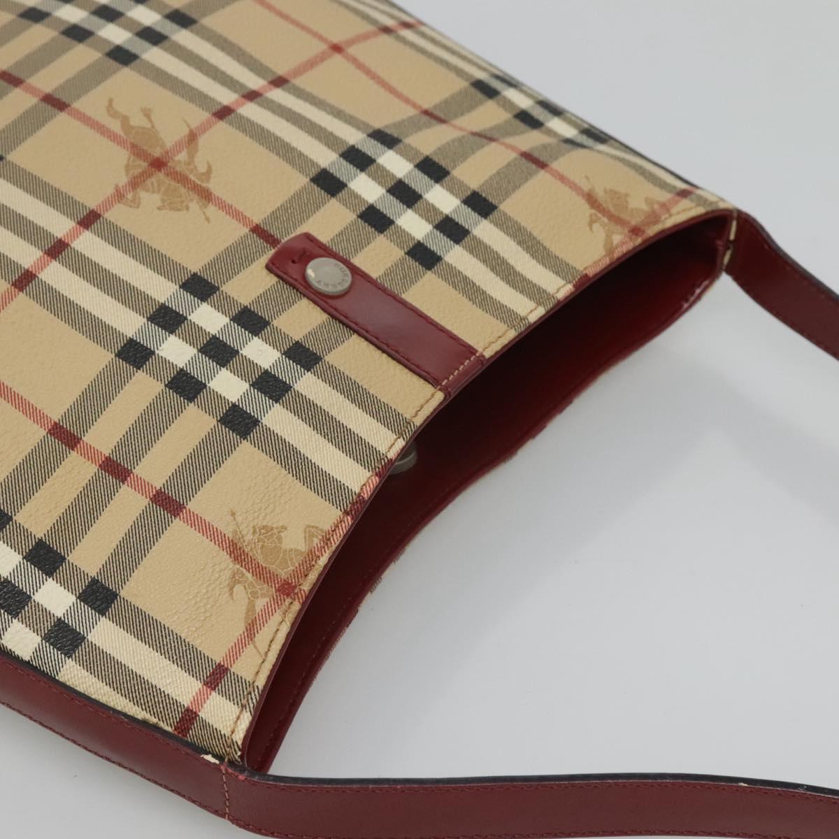 BURBERRY Nova Check Shoulder Bag PVC Beige Silver