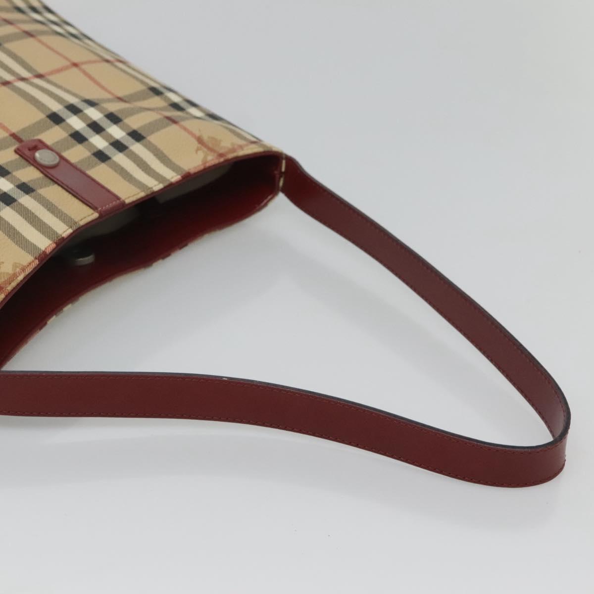 BURBERRY Nova Check Shoulder Bag PVC Beige Silver