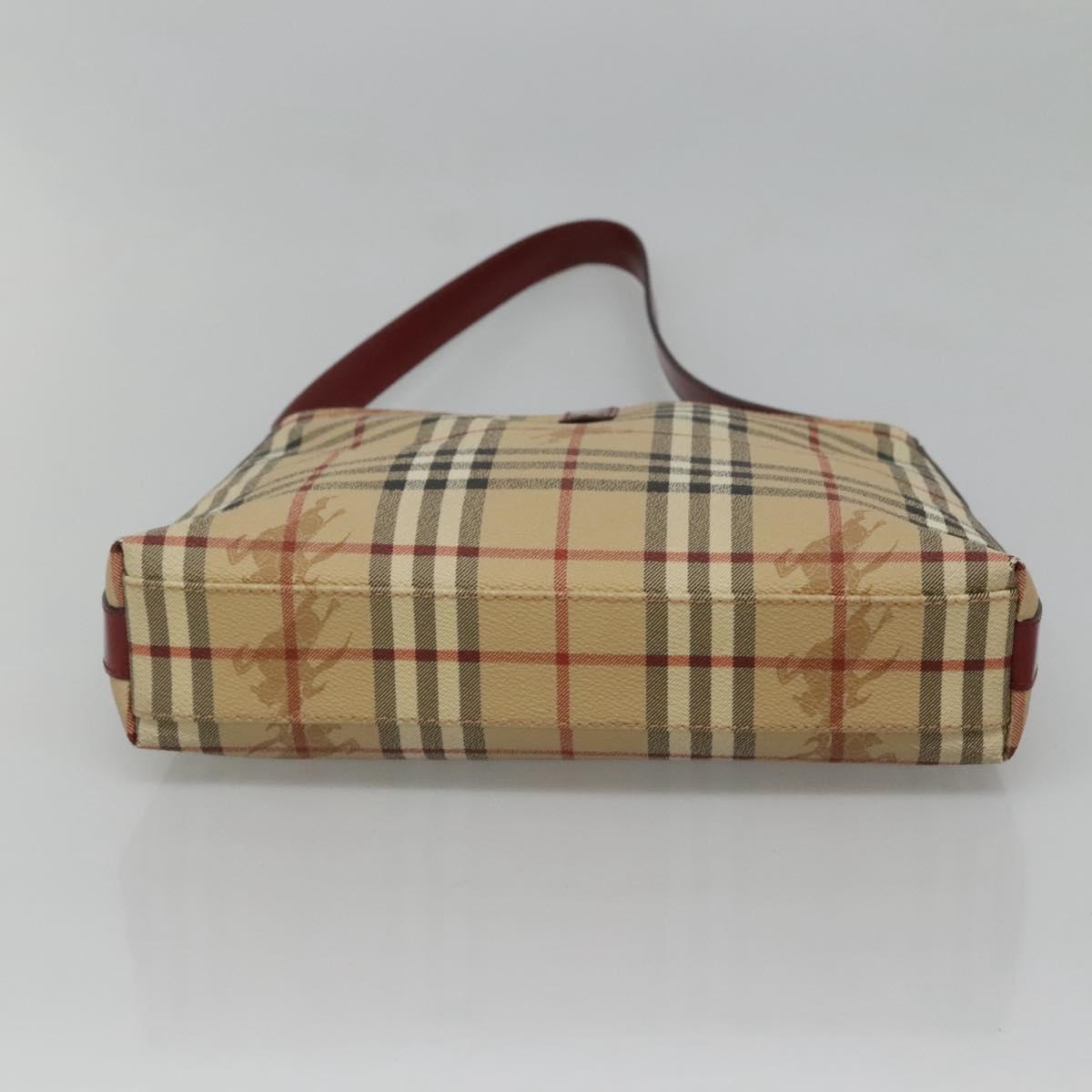 BURBERRY Nova Check Shoulder Bag PVC Beige Silver