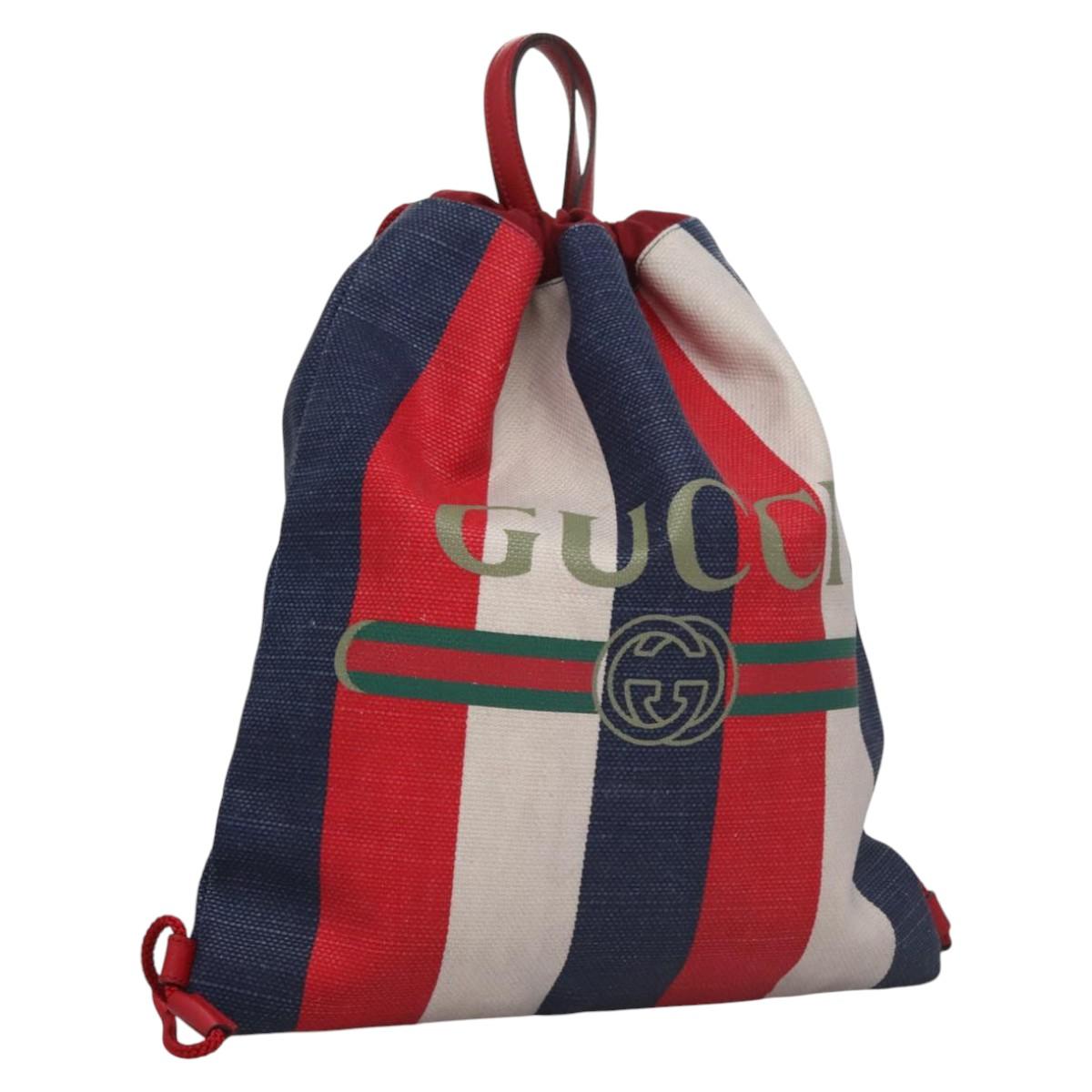 GUCCI Backpack Canvas Red Navy 473872