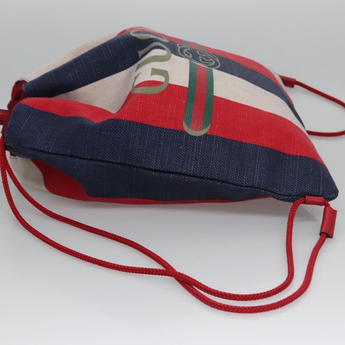 GUCCI Backpack Canvas Red Navy 473872