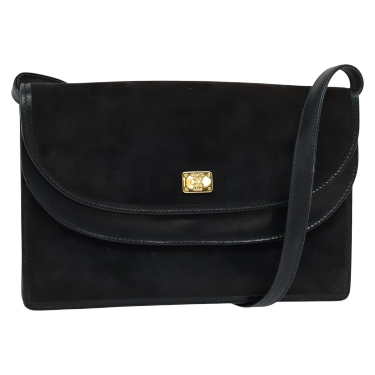 CELINE Shoulder Bag Suede Navy