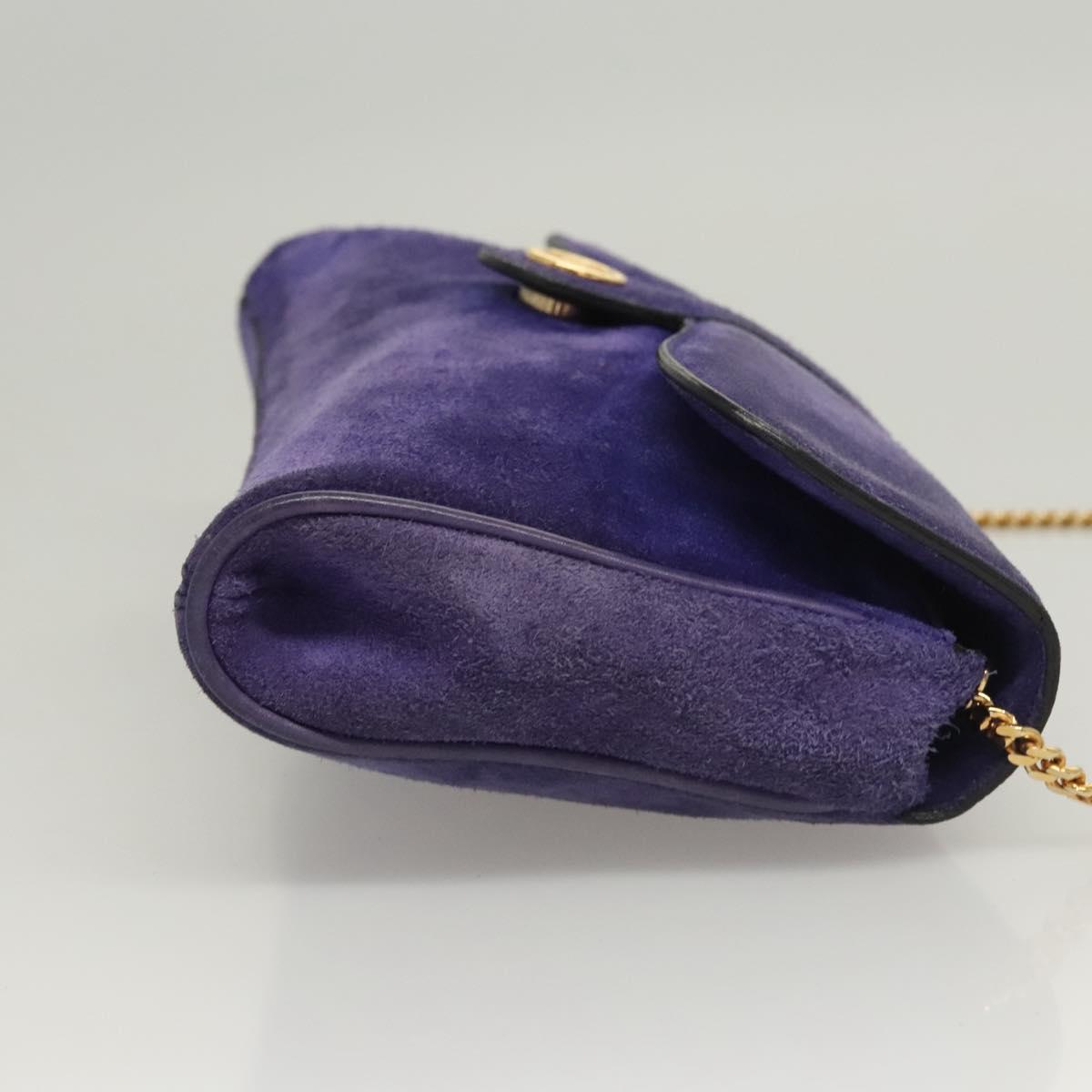 CELINE Chain Shoulder Bag Suede Purple
