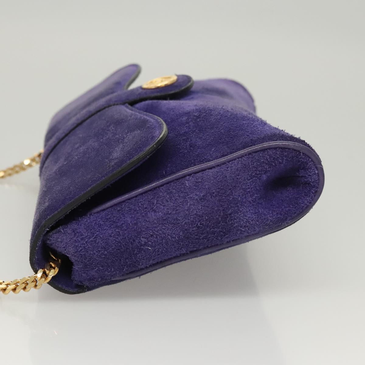 CELINE Chain Shoulder Bag Suede Purple