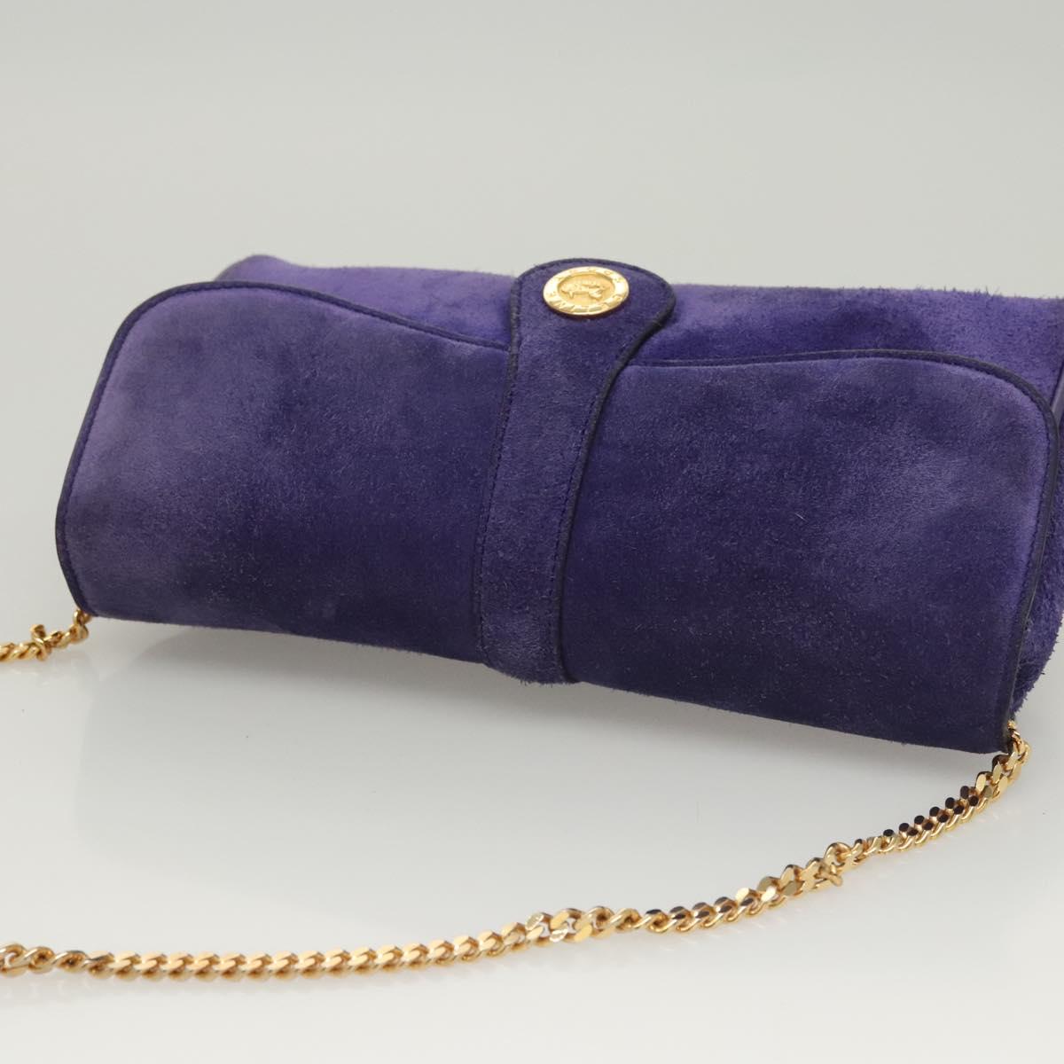 CELINE Chain Shoulder Bag Suede Purple