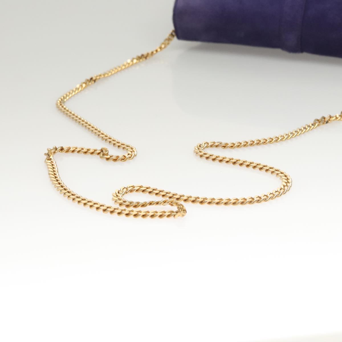 CELINE Chain Shoulder Bag Suede Purple