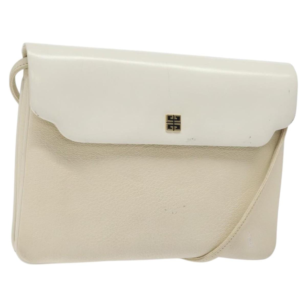 GIVENCHY Shoulder Bag Leather White Gold