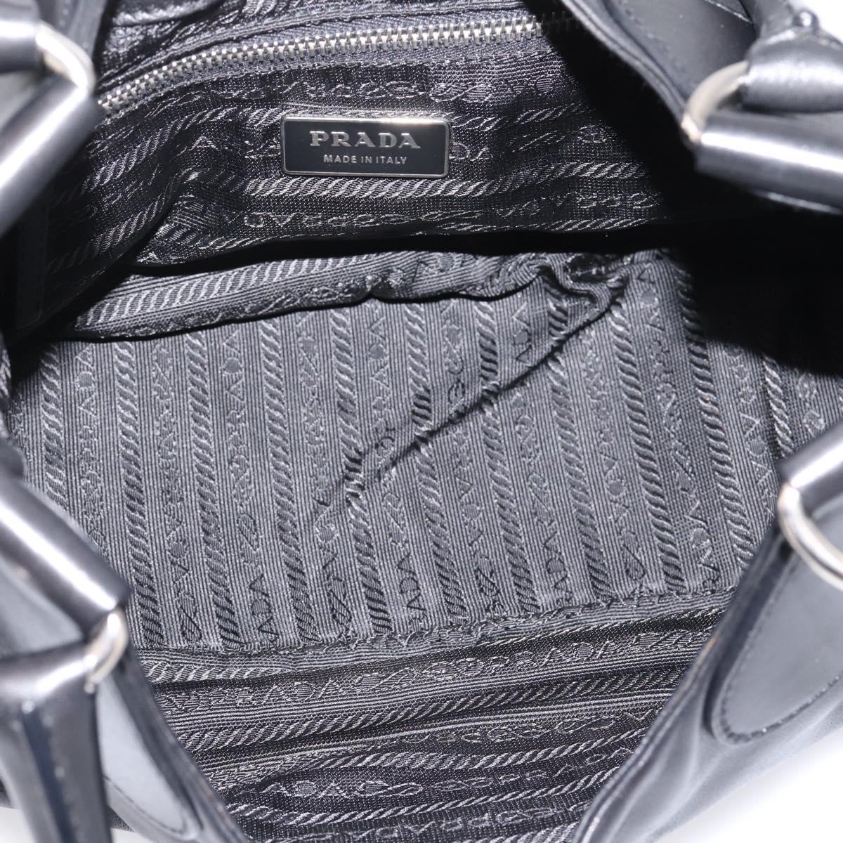 PRADA Shoulder Bag Leather Black Silver