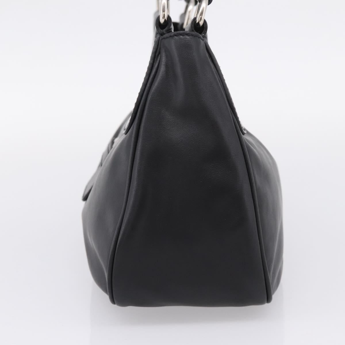 PRADA Shoulder Bag Leather Black Silver