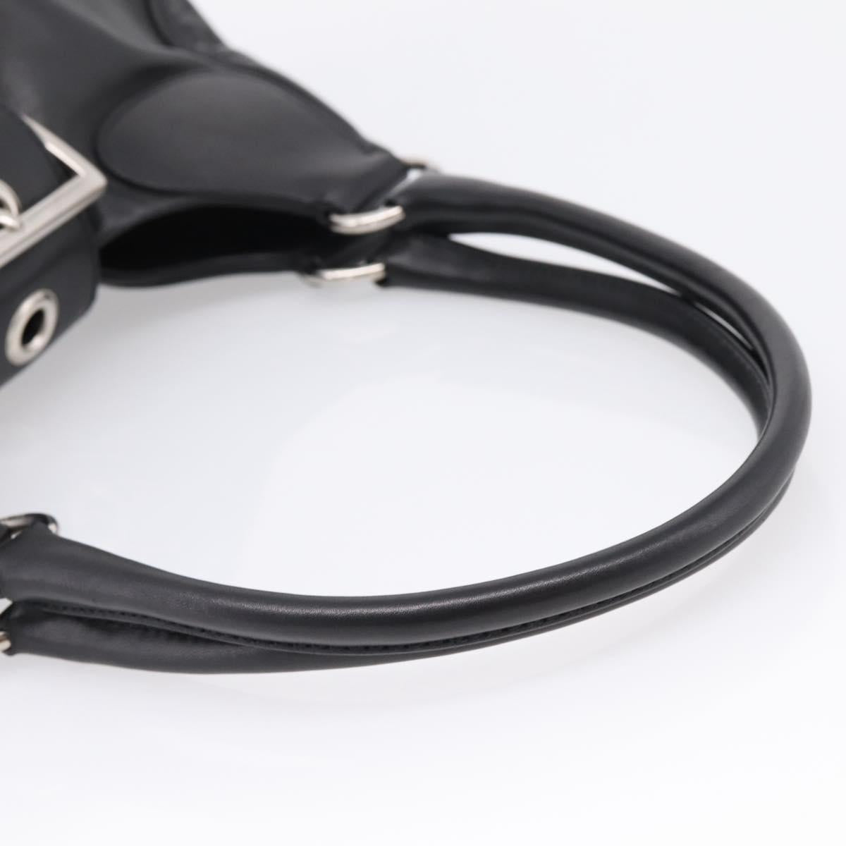 PRADA Shoulder Bag Leather Black Silver