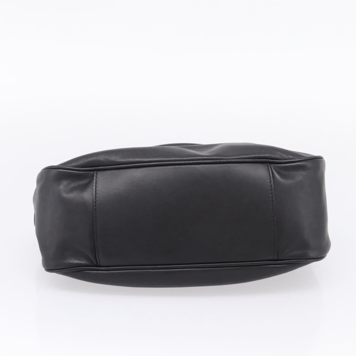 PRADA Shoulder Bag Leather Black Silver
