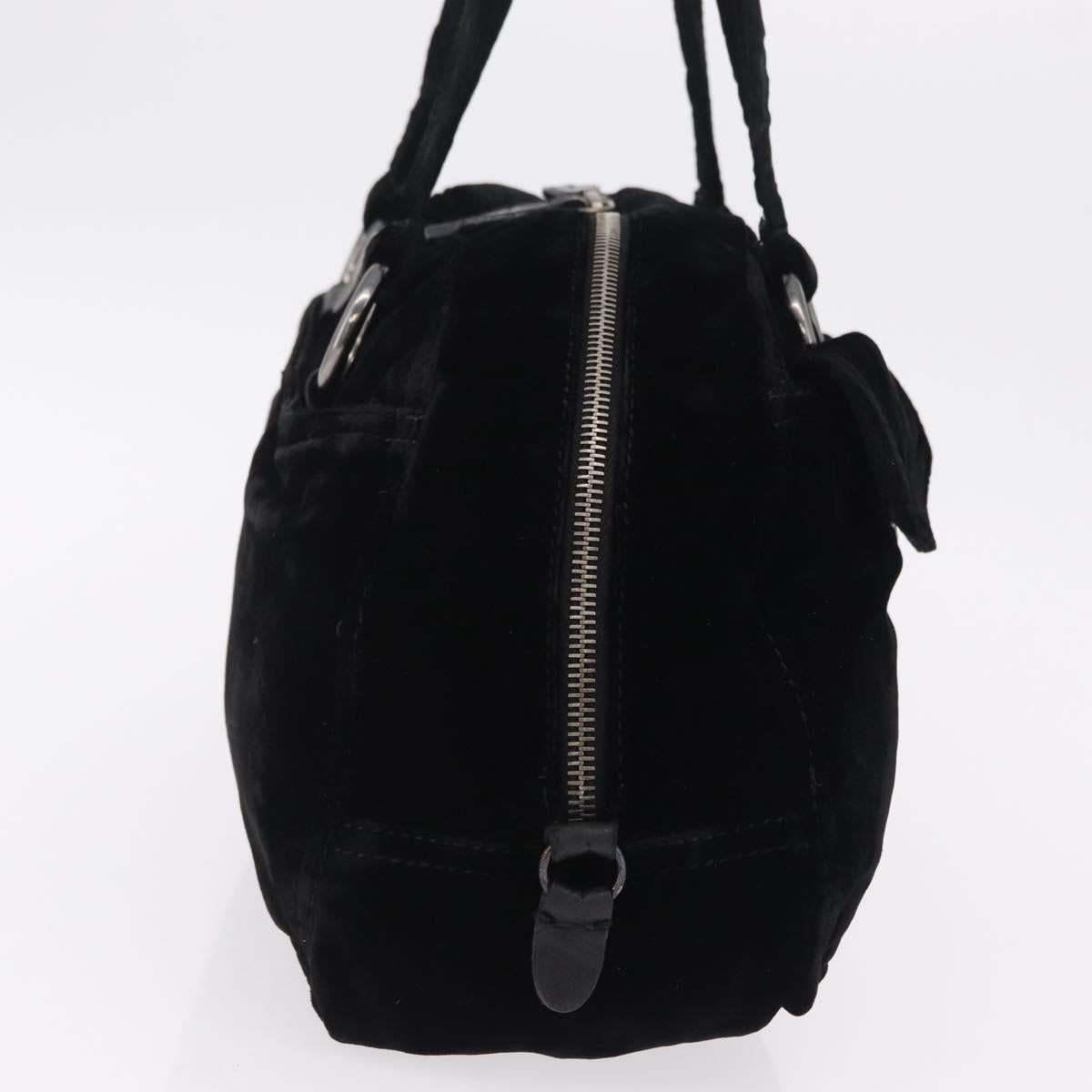 PRADA Hand Bag Velor Black Silver