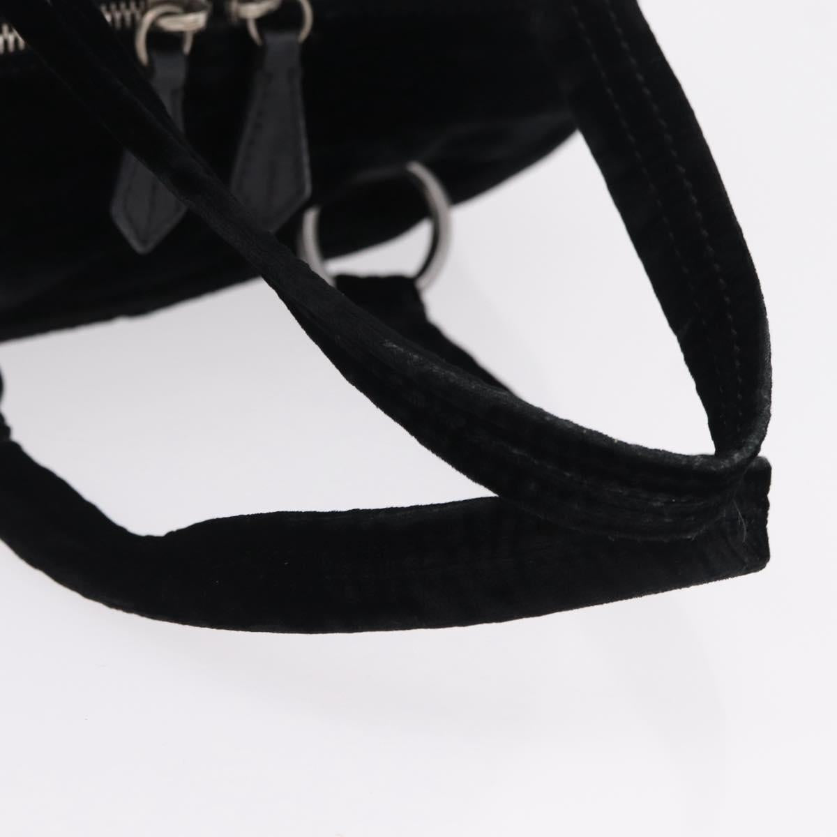 PRADA Hand Bag Velor Black Silver